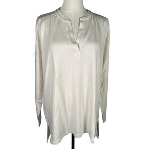 Lou & Grey Signaturesoft Tunic Top Medium Moonlight Ivory Long‎ Sleeve Nordstrom